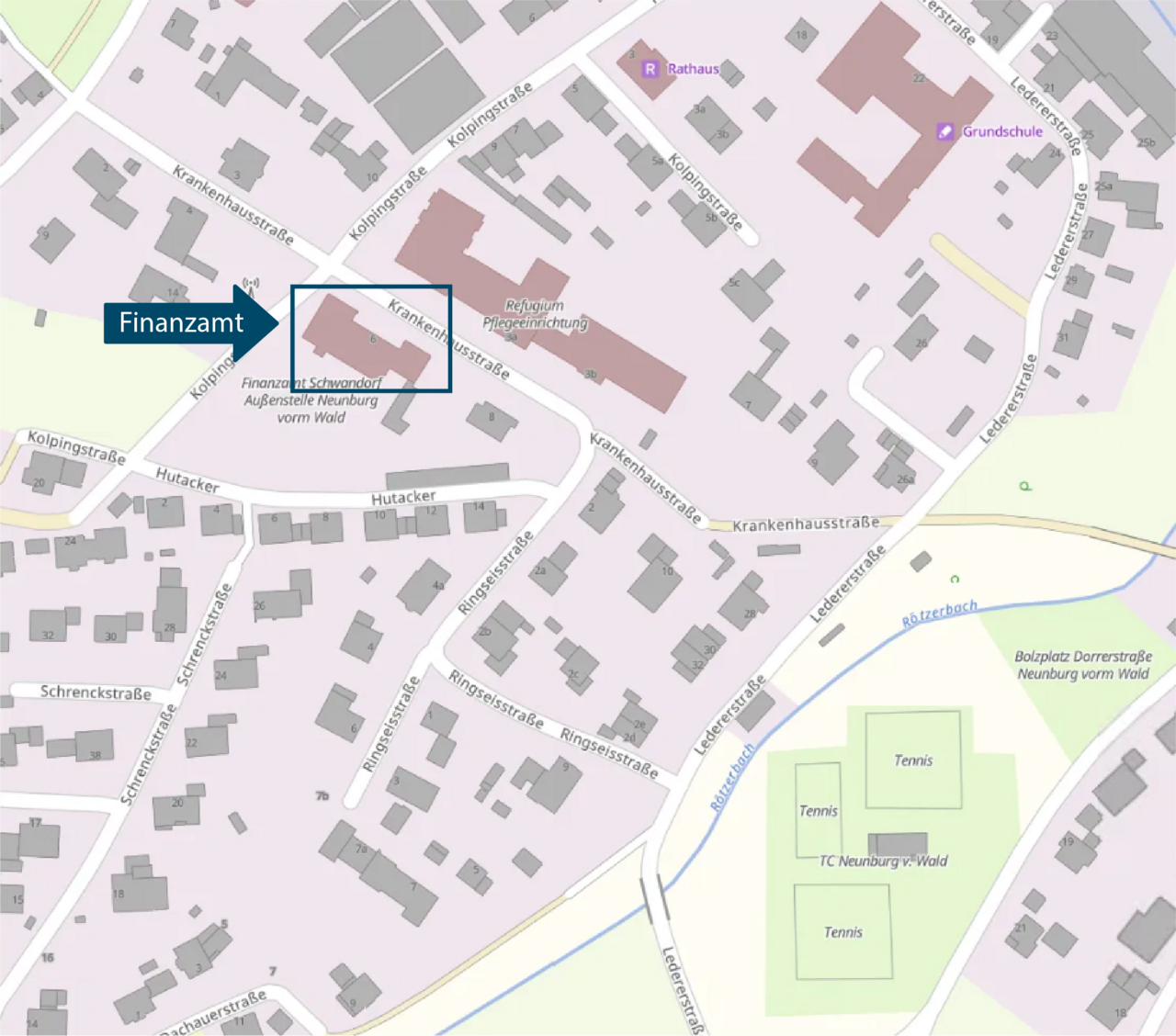  Lageplan Finanzamt Neunburg vorm Wald, Krankenhausstraße